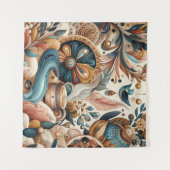 Bohemischer Mix aus aquamarinen, magentafarbenen, Wandteppich (Vorderseite (Horizontal))