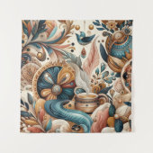 Bohemischer Mix aus aquamarinen, magentafarbenen,  Wandteppich (Vorderseite)