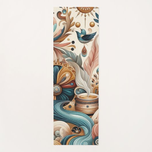 Bohemischer Mix aus aquamarinen, magentafarbenen, Yogamatte (Vorderseite)