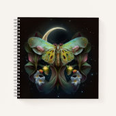 Bohemischer Moth Moon und Blume Notebook Notizblock (Vorderseite)