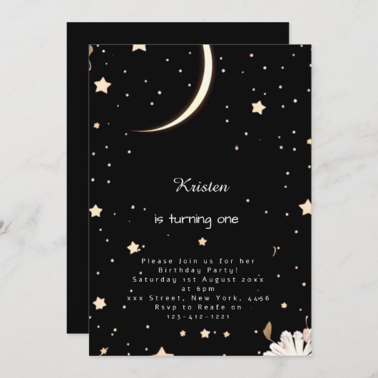 Bohemischer Nachtkeller Galactic Geburtstag Einladung (Vorne/Hinten)