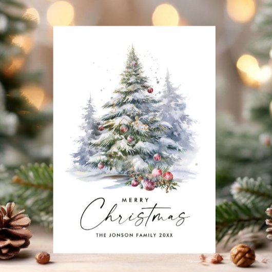 Bohemischer neutraler Blauer Weihnachtsbaum Feiertagskarte