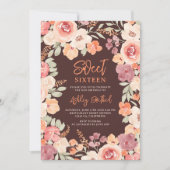 Bohemischer orangefarbener Fall Sweet 16 Einladung (Vorderseite)