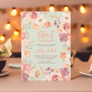 Bohemischer orangefarbener Fall Sweet 16 Einladung