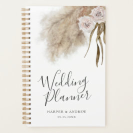Bohemischer Pampas Grass Watercolor Hochzeitsplane Planer