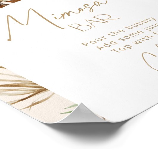 Bohemischer Pampelgras mimosa Bar Poster (Ecke)