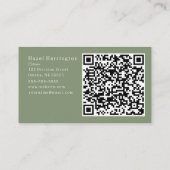 Bohemischer QR Code Business Card Sage Green Triba Visitenkarte (Rückseite)