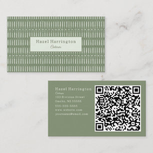 Bohemischer QR Code Business Card Sage Green Triba Visitenkarte