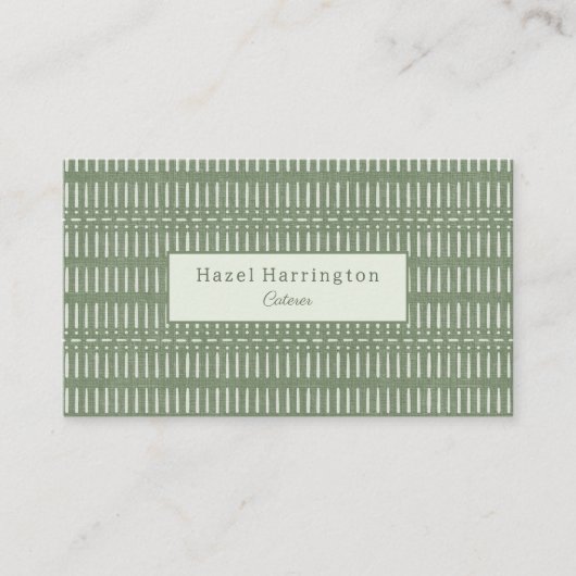 Bohemischer QR Code Business Card Sage Green Triba Visitenkarte (Vorderseite)
