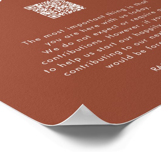 Bohemischer QR-Code für Hochzeitsflitterwochen Poster (Ecke)