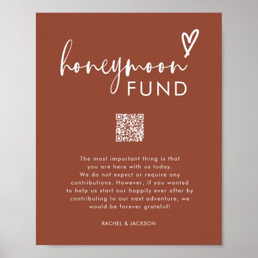 Bohemischer QR-Code für Hochzeitsflitterwochen Poster (Vorne)