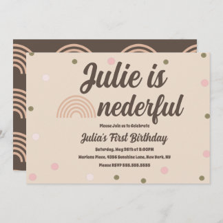 Bohemischer Regenbogen Erster Geburtstag Einziger Einladung