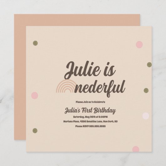 Bohemischer Regenbogen Erster Geburtstag Onederful Karte (Vorne/Hinten)