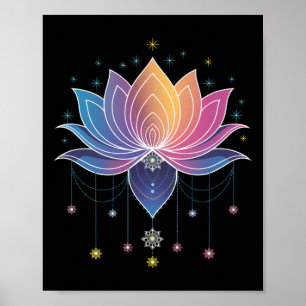 Bohemischer Regenbogen-Lotusblumen-Yoga-Lotusblume Poster