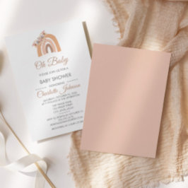 Bohemischer Regenbogen Pink Pastel Babydusche Einladung