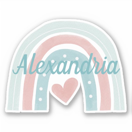 Bohemischer Regenbogen über Monogramm Aufkleber (Vorderseite)