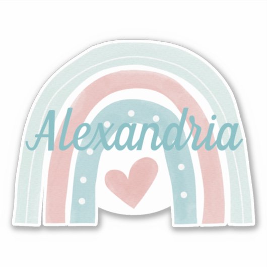 Bohemischer Regenbogen wasserdicht über Monogramm Aufkleber (Vorderseite)