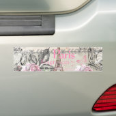 Bohemischer rosa schwarzer Blumenturm paris Eiffel Autoaufkleber (Auf Auto)