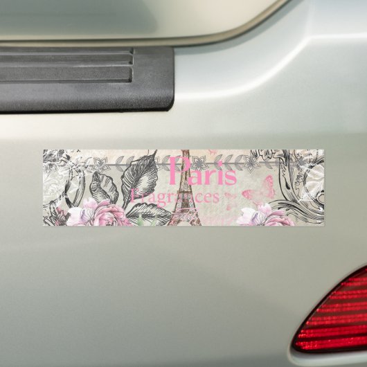 Bohemischer rosa schwarzer Blumenturm paris Eiffel Autoaufkleber (Auf Auto)