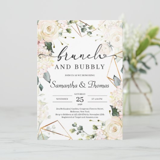 Bohemischer Rosenbrunch Einladung (Stehend Vorderseite)