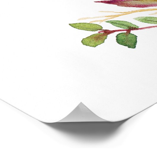 Bohemischer Roter Marsala Blütenrot Hochzeitsempfa Poster (Ecke)