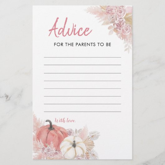 Bohemischer Rückgang der Liebe Pumpkin Advice Card (Vorderseite)