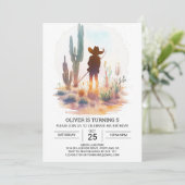 Bohemischer rustikaler Cowboy zum Geburtstag Einladung (Stehend Vorderseite)