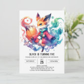 Bohemischer Rustikaler Fox Geburtstag Einladung (Stehend Vorderseite)