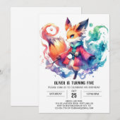 Bohemischer Rustikaler Fox Geburtstag Einladung (Vorne/Hinten)