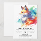 Bohemischer Rustikaler Fox Geburtstag Einladung (Vorne/Hinten)