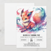 Bohemischer Rustikaler Fox Geburtstag Einladung (Vorne/Hinten)