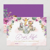 Bohemischer Safari Jungle Baby Duschdusche Windelw Begleitkarte (Vorne/Hinten)