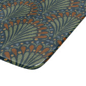 Bohemischer Scallops-Fächer, Olive, Rost, Navy Blu Schneidebrett (Ecke)