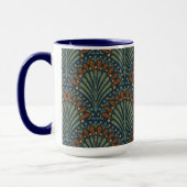 Bohemischer Scallops-Fächer, Olive, Rost, Navy Blu Tasse (Links)