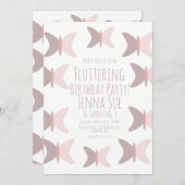 Bohemischer Schmetterling Pastel Pink zum Geburtst Einladung (Vorne/Hinten)
