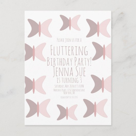 Bohemischer Schmetterling Pastel Pink zum Geburtst Postkarte (Vorderseite)