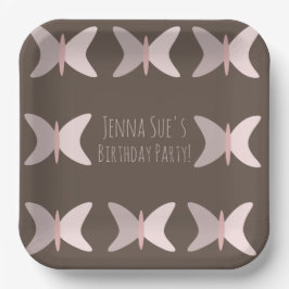 Bohemischer Schmetterling Pastell Pink Geburtstag Pappteller