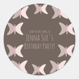 Bohemischer Schmetterling Pastell Pink Geburtstag Runder Aufkleber