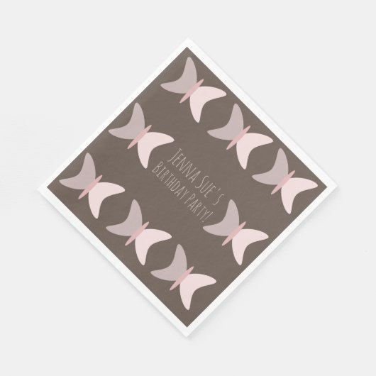 Bohemischer Schmetterling Pastell Pink Geburtstag Serviette (Ecke)