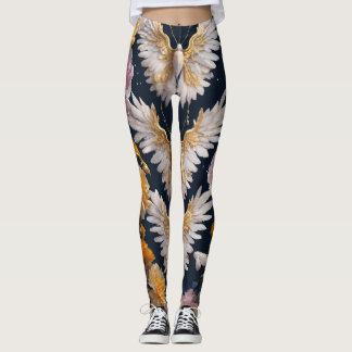 Bohemischer Schmetterling und Feather-T - Shirt Leggings