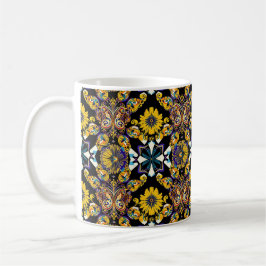 Bohemischer Schmetterling und Sonnenblumenmuster a Kaffeetasse