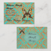 Bohemischer Schmetterlings-Butike-Türkis u. orange Visitenkarte (Vorne/Hinten)