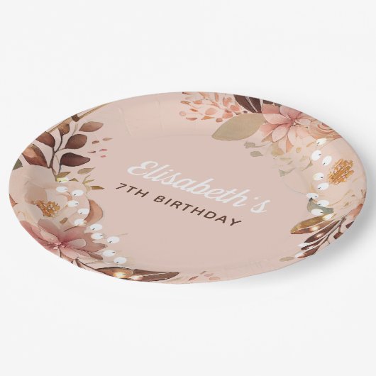 Bohemischer Slumber Pajama Party Personalisiert Pappteller (Schrägansicht)