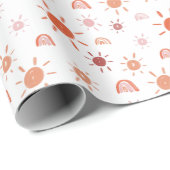 Bohemischer Sonnenschein und Regenbogen in Rot Geschenkpapier (Rolleneckpunkt)