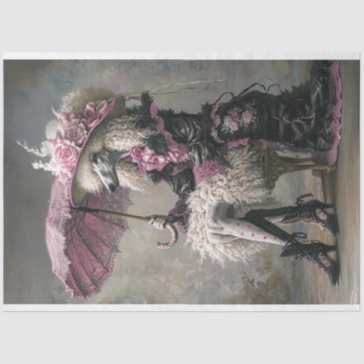 Bohemischer Standard-Poodle-Dekoupage Seidenpapier (Vorderseite)