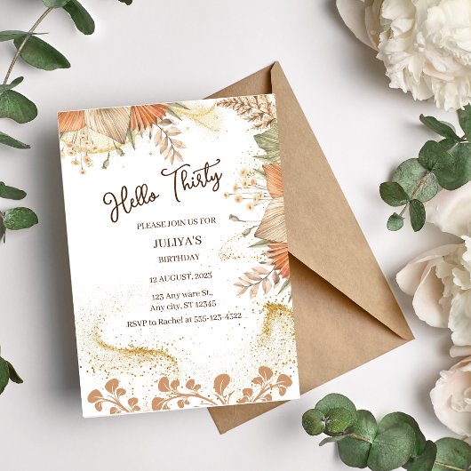 Bohemischer Stil 30. Geburtstag Party Einladung