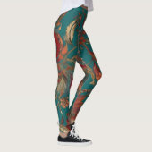 Bohemischer Stil Emerald & Ruby Feather Print Leggings (Rechts)
