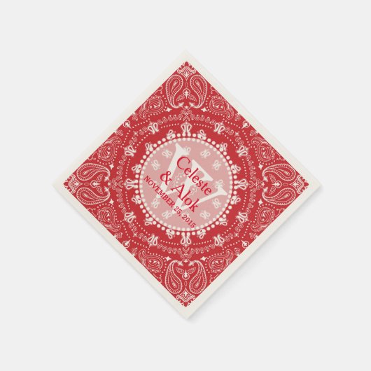 Bohemischer Stil Red Paisley Wedding Custom Serviette (Ecke)