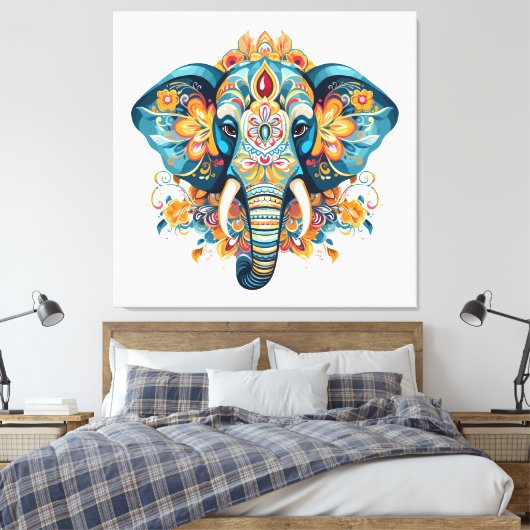 Bohemischer Stilelephant Leinwanddruck (Insitu (Schlafzimmer))