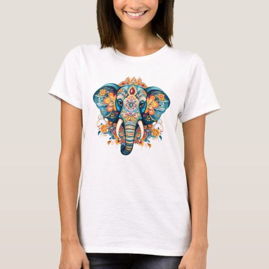 Bohemischer Stilelephant T-Shirt (Vorderseite)
